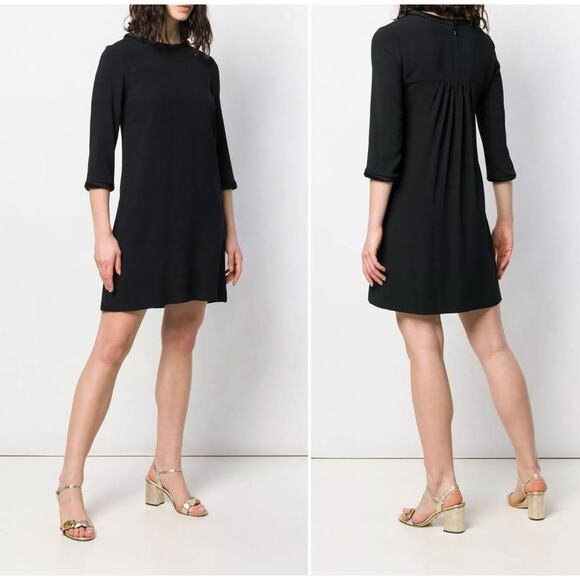 Goat Made in UK Lola Gathered Wool-crepe Mini Dress In Black - sz 2, flawed - Picture 3 of 11